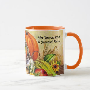 Little Thanksgiving Bird Harvest Mug Cup Orange
