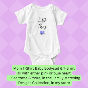 Little Thing  - Blue Heart - Matching Mom Bub Pair Baby Bodysuit