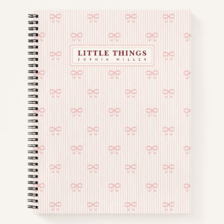 Little Things Personalized Coquette Bows Pink Notebook