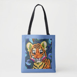Little Tiger Cub Quilt Like Design Tote Bag
