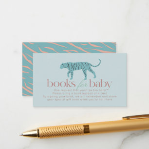 Little Tiger Modern Blue Baby Shower Book Request Enclosure Card