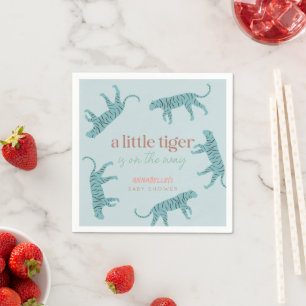 Little Tiger Modern Blue Boy Baby Shower  Napkin