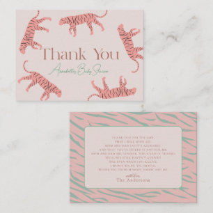 Little Tiger Pink Girl Baby Shower Thank You Card