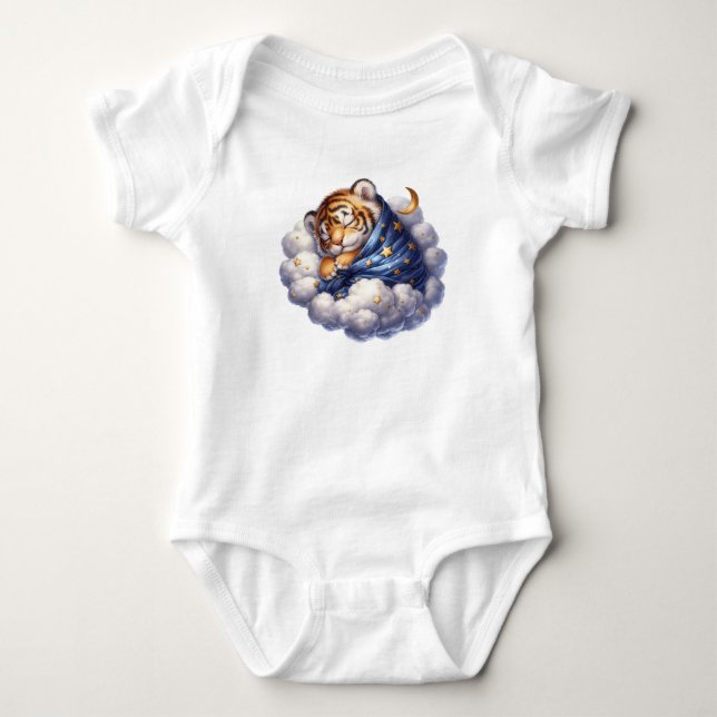 Little tiger sleeping peacefully baby bodysuit (Front)