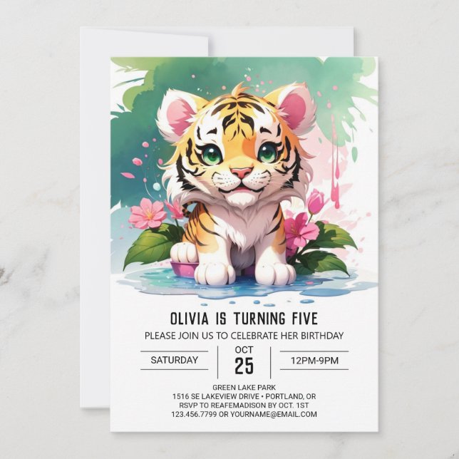 Little Tiger's Jungle Adventure Birthday Invitation (Front)