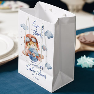 Little tiny pilot aeroplane baby shower favour medium gift bag