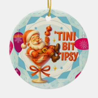 little tipsy santa ceramic tree decoration