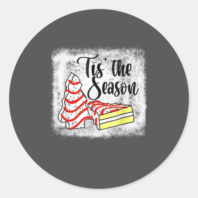 Little Tis' The Season Christmas Tree Cakes Debbie Classic Round Sticker (Front)