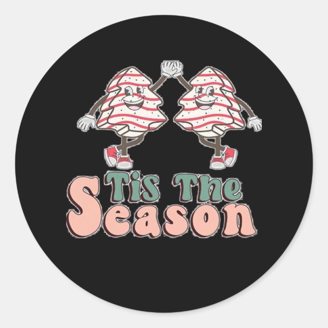 Little Tis The Season Christmas Tree Jen Classic Round Sticker (Front)