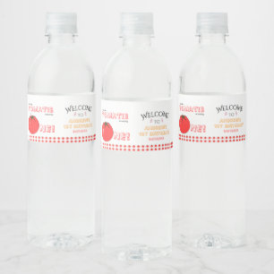 Little Tomatie Is Turning One Cute 1st Birthday Water Bottle Label