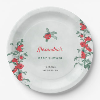 Little Tomato Rustic Chic Watercolor Baby Shower Paper Plate
