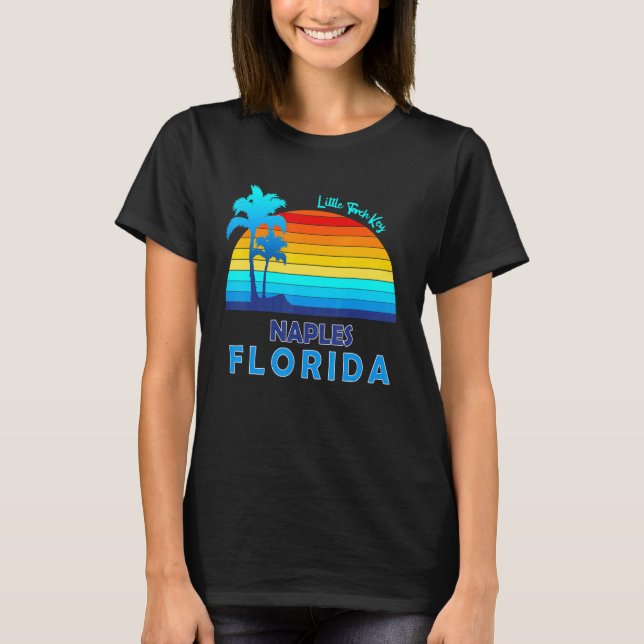 Little Torch Key Naples Florida Retro Tropical Bea T-Shirt (Front)