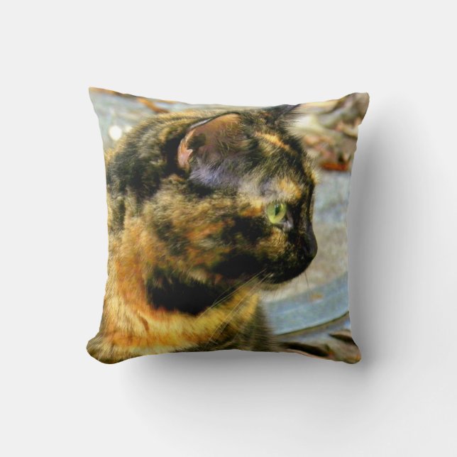 Little Tortie Cat Mojo Pillow (Front)