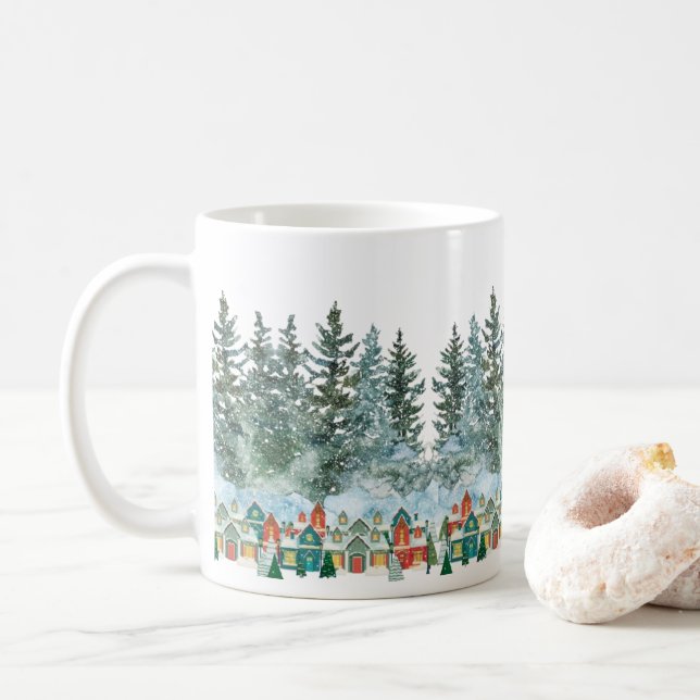 Little town in Winter Mug (With Donut)