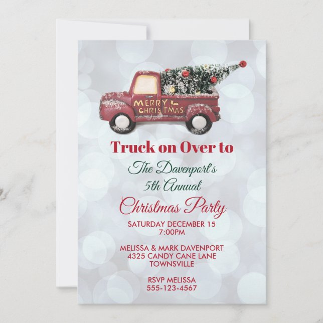 Little Toy Truck Merry Christmas Party Invitation (Front)