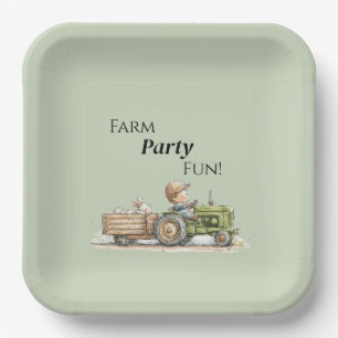 Little Tractor Farm Birthday Paper Plate