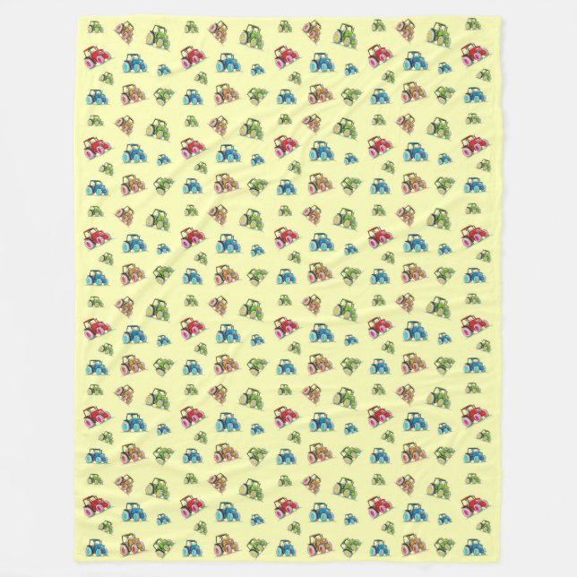 Little Tractors Fleece Blanket, lemon (Front)
