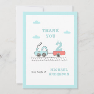 Little Train Boys Birthday Thank You Card