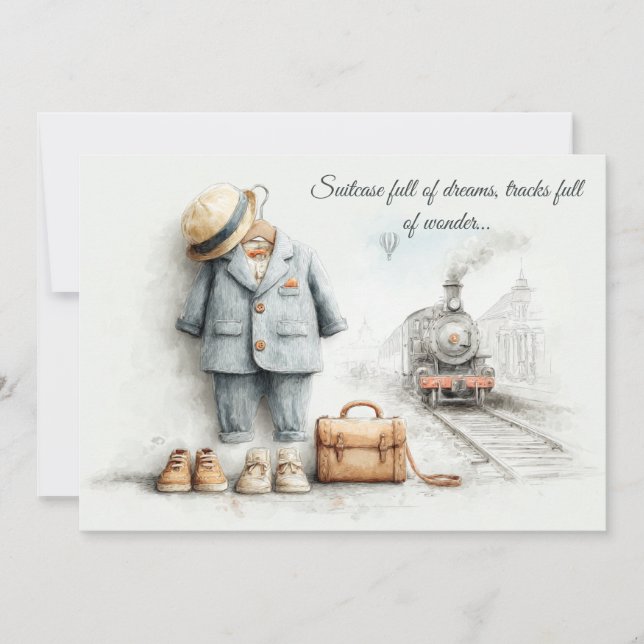 Little Train Lover – 1st Birthday Boy Invitation (Front)