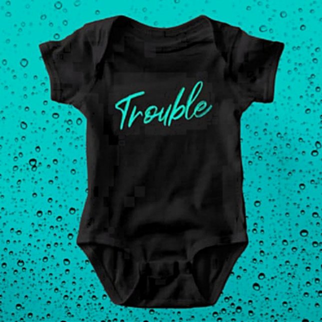 Little Trouble – Teal Script Baby Bodysuit (Creator Uploaded)