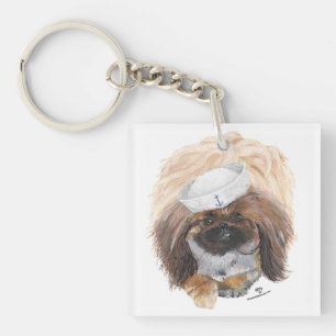 Little Tuffy Sailor Pekingese Dog Key Ring