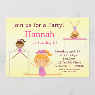 Little Tumbling Gymnast Birthday Party Invitation