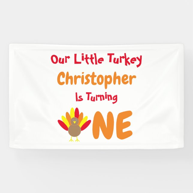 Little Turkey 1st Birthday Banner (Horizontal)