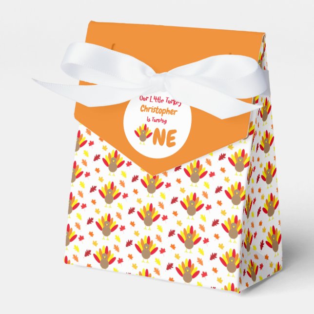 Little Turkey 1st Birthday Favour Box (Front Side)