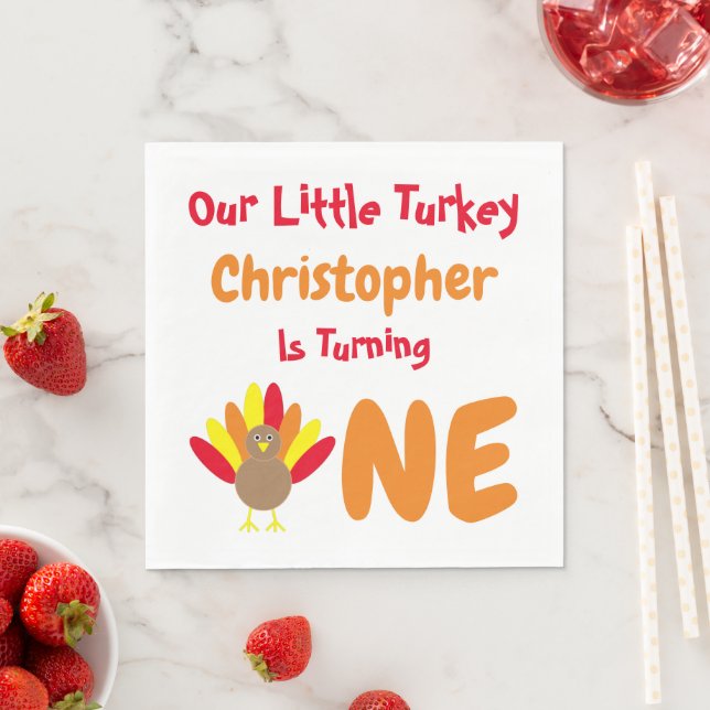 Little Turkey 1st Birthday Napkin (Insitu)