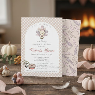 Little Turkey Autumn Girl Baby Shower Invitation