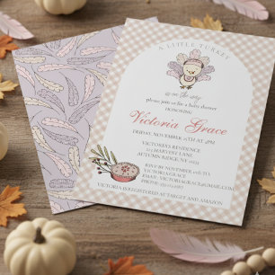 Little Turkey Autumn Girl Baby Shower Invitation