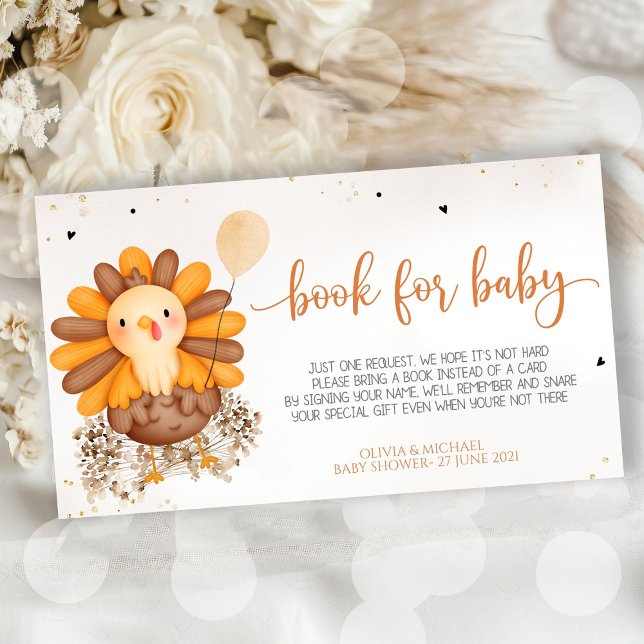 Little Turkey Baby Shower Thanksgiving Book for Ba Enclosure Card (Little Turkey baby shower Thanksgiving book for baby with matching card, featuring turkey design, wa)