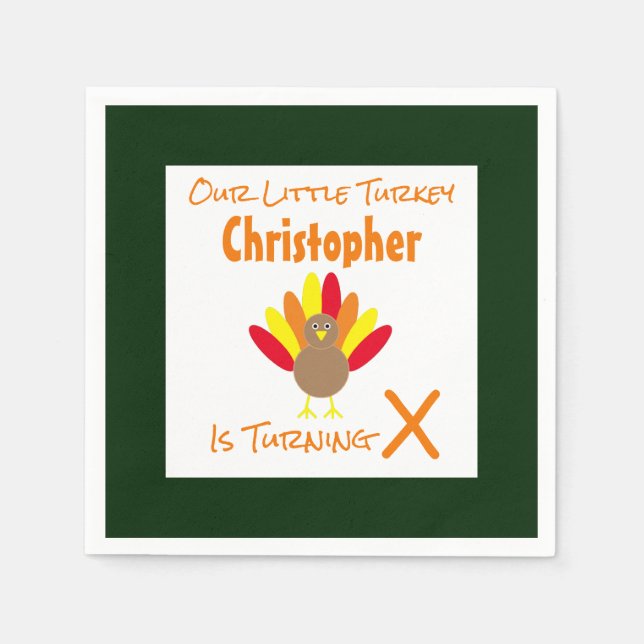 Little Turkey Birthday Napkin (Front)