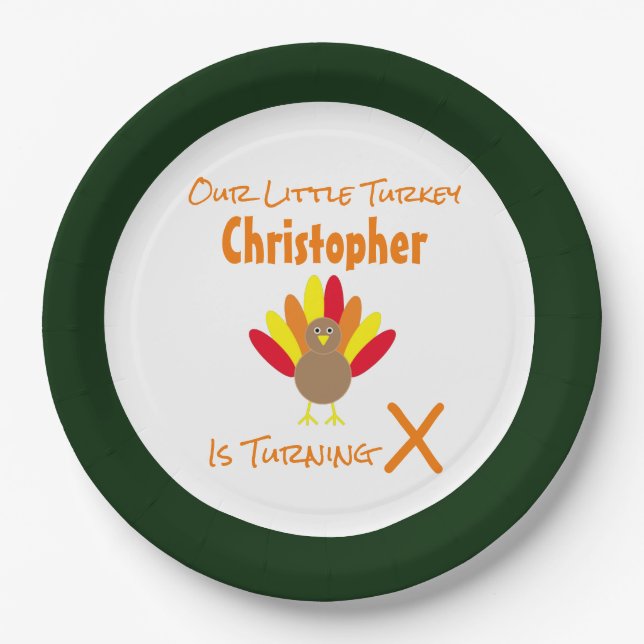 Little Turkey Birthday Paper Plate (Front)