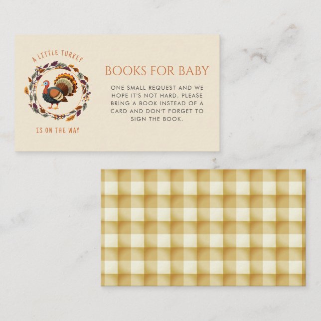 Little Turkey Books for Baby Fall Baby Shower Enclosure Card (Front/Back)