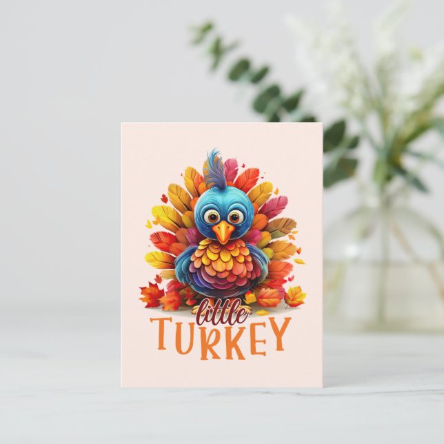 Little Turkey – Cute Colourful Cartoon Style Postcard (Standing Front)