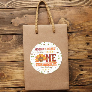 Little Turkey Fall Thanksgiving 1st Birthday Classic Round Sticker