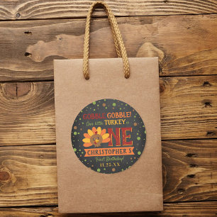 Little Turkey Fall Thanksgiving 1st Birthday Classic Round Sticker