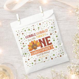 Little Turkey Fall Thanksgiving 1st Birthday Favour Bags