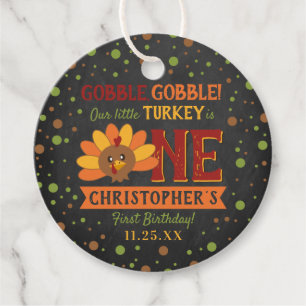 Little Turkey Fall Thanksgiving 1st Birthday Favour Tags
