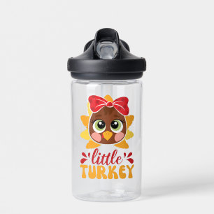 Little Turkey Girl Kids Thanksgiving Water Bottle