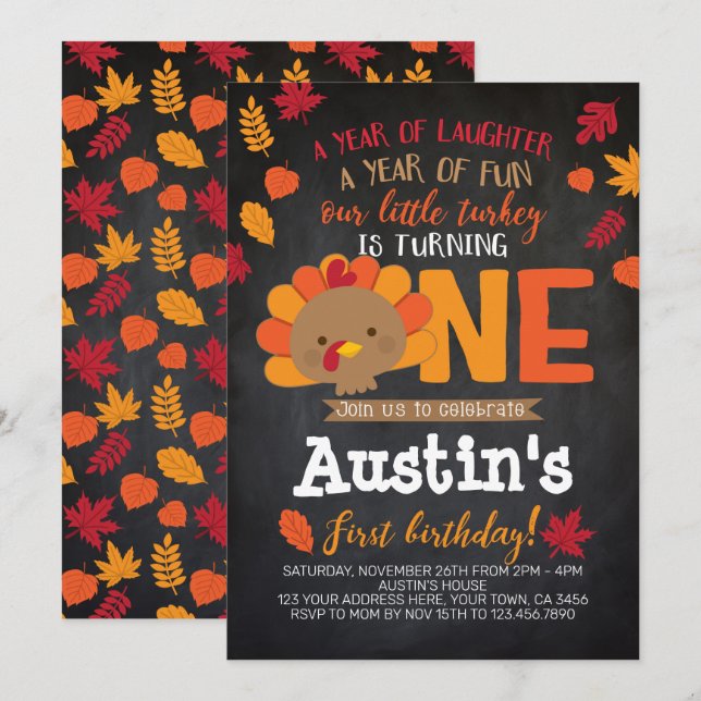 Little Turkey Invitation (Front/Back)