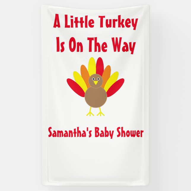 Little Turkey On The Way Banner (Vertical)
