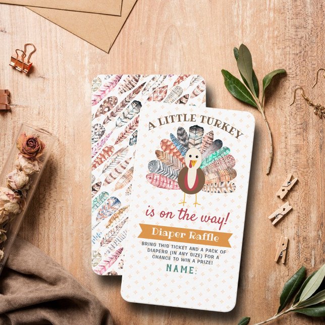 Little Turkey On The Way! Thanksgiving Baby Shower Enclosure Card (Creator Uploaded)
