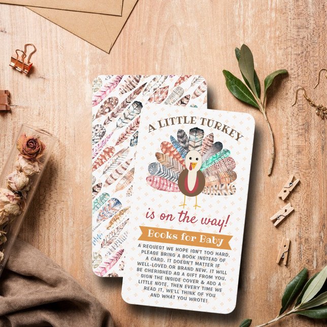 Little Turkey On The Way! Thanksgiving Baby Shower Enclosure Card (Creator Uploaded)