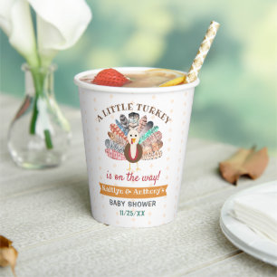 Little Turkey On The Way! Thanksgiving Baby Shower Paper Cups
