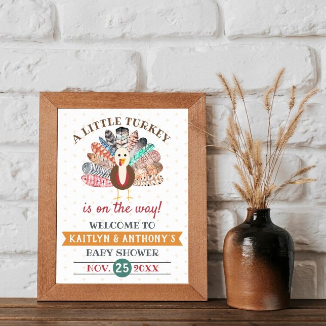 Little Turkey On The Way! Thanksgiving Baby Shower Poster (Creator Uploaded)