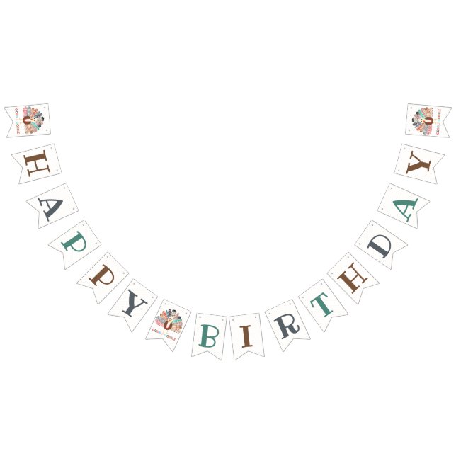 Little Turkey Thanksgiving Any Age Birthday Party Bunting (All)