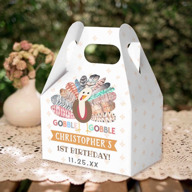 Little Turkey Thanksgiving Any Age Birthday Party Favour Box (Creator Uploaded)