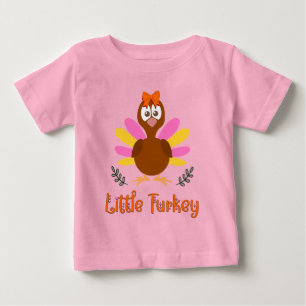 Little Turkey Thanksgiving Baby Girl T-Shirt
